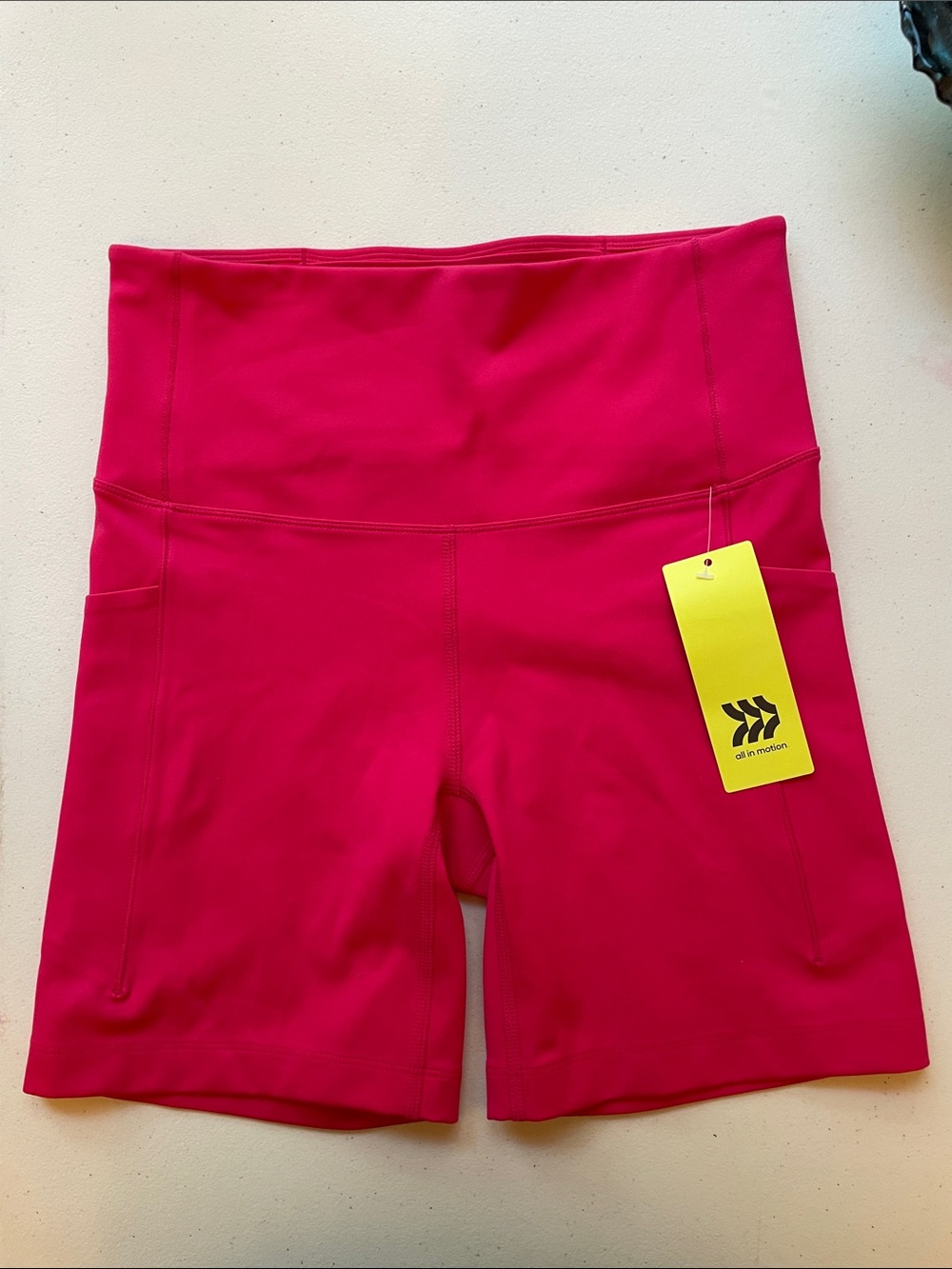 all in motion High-Waist Hot Pink Bike Shorts with Pockets